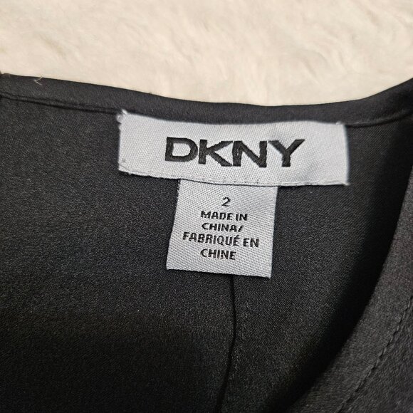 DKNY Women's Black Sheer Peplum Top Size 2 - Picture 6 of 8